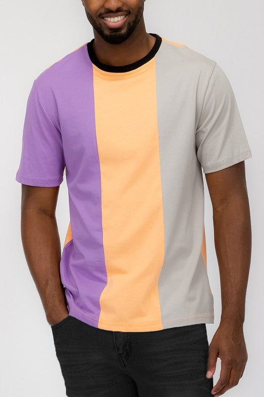 Retro Mens Color Block T Shirt