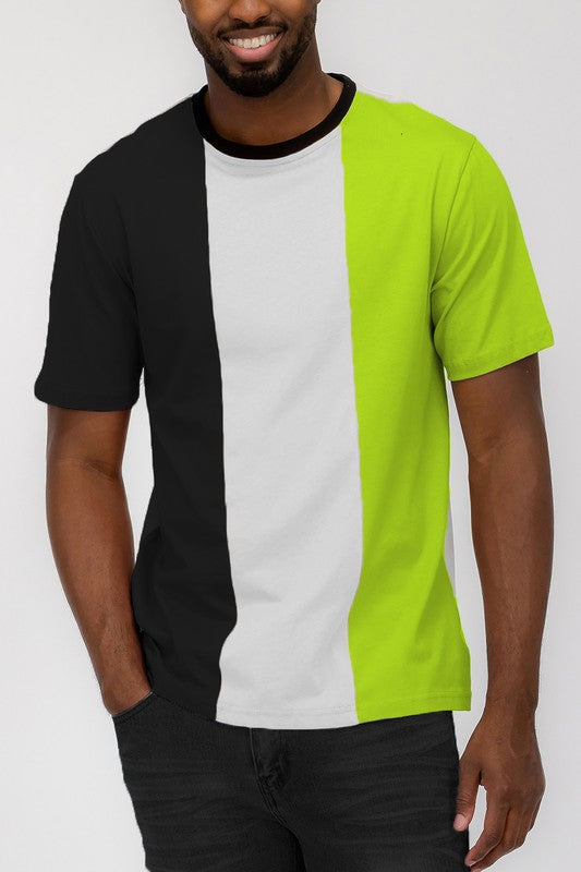 Retro Mens Color Block T Shirt