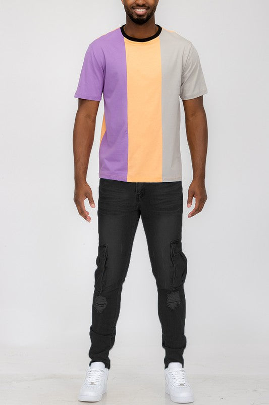 Retro Mens Color Block T Shirt