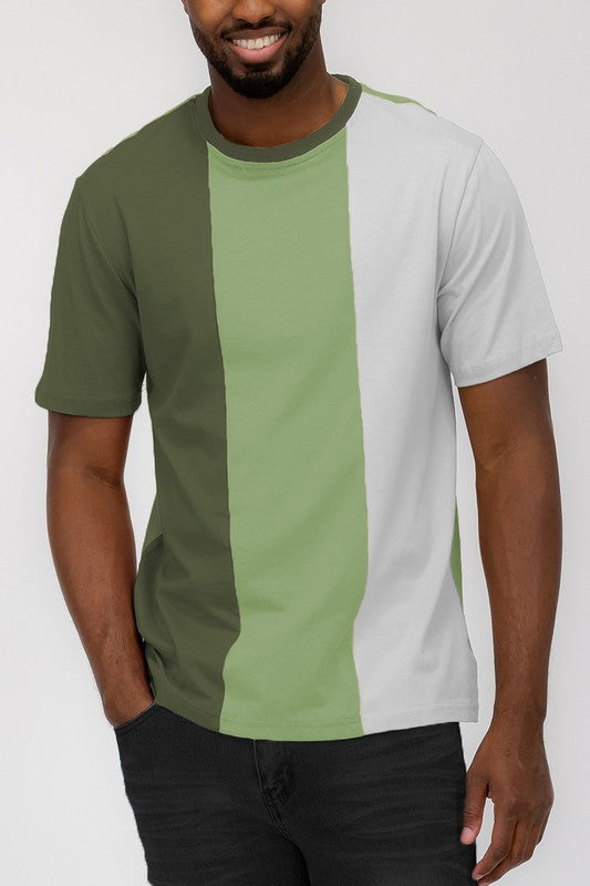 Retro Mens Color Block T Shirt