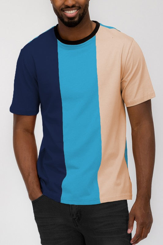 Retro Mens Color Block T Shirt