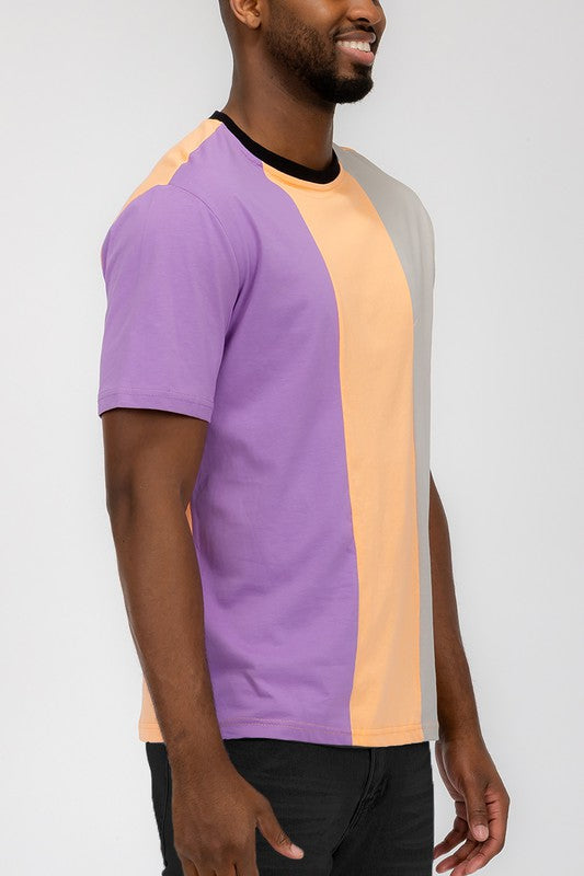 Retro Mens Color Block T Shirt