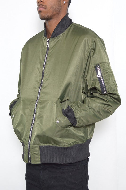 Vintage Styled Mens Solid Padded Bomber Jacket