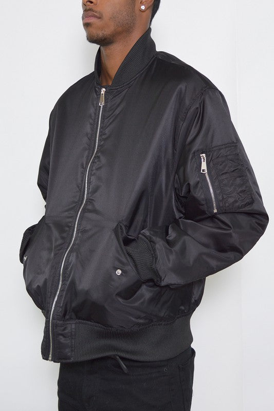 Vintage Styled Mens Solid Padded Bomber Jacket