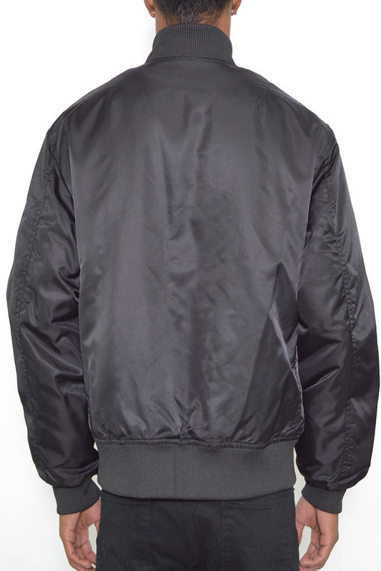 Vintage Styled Mens Solid Padded Bomber Jacket