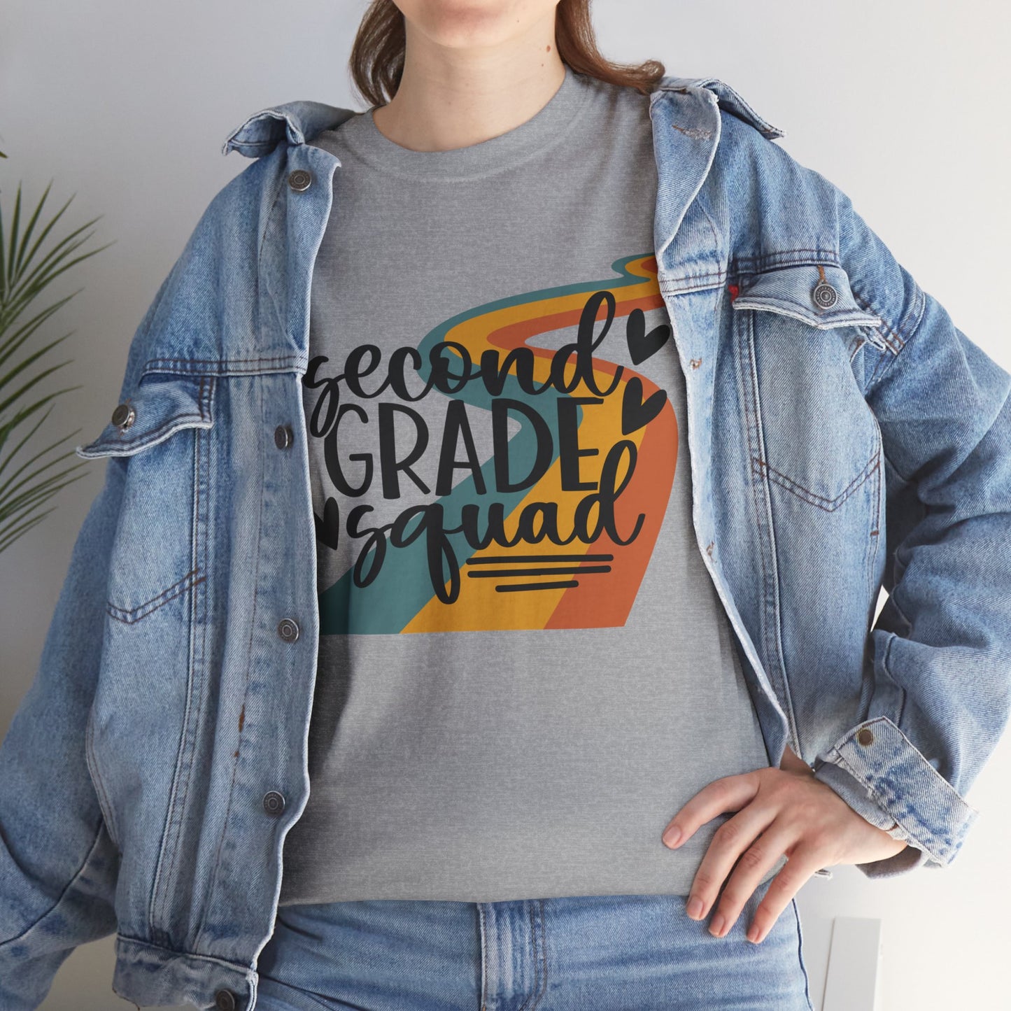 Boho Retro Second Grade Squad Classroom Team Shirt