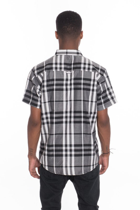 Retro Style Men's Short Sleeve Checkered Shirt