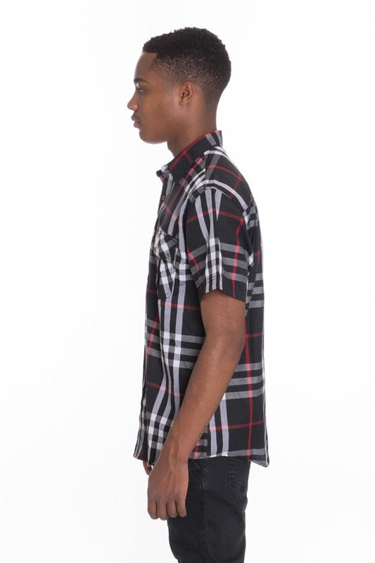 Retro Style Men's Short Sleeve Checkered Shirt