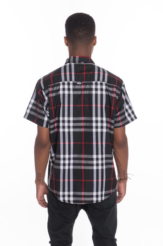 Retro Style Men's Short Sleeve Checkered Shirt